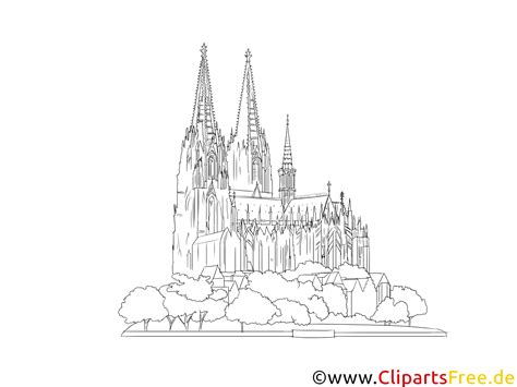 Catedral de Colônia em desenho em preto e branco