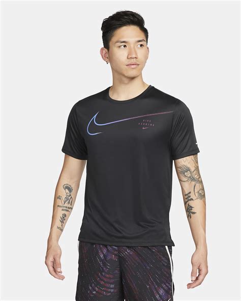 Nike Dri Fit Uv Run Division Miler Mens Short Sleeve Graphic Running