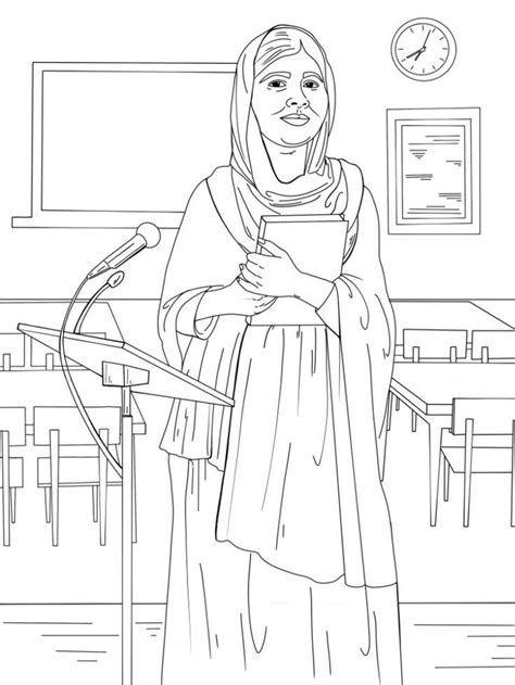 Malala Yousafzai Empowering Women Coloring Page