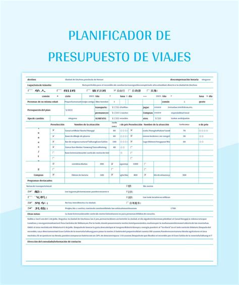 Plantilla De Excel Planificador De Presupuesto De Viajes Y Hoja De