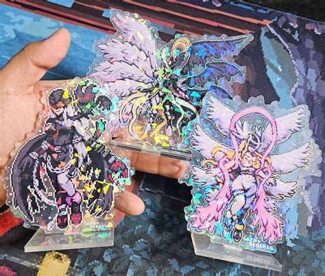 Digimon Acrylic Standee Pixel Art Double Sided Cracked Holographic