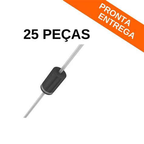 Kit 25 peças Diodo Supressor 1N4728A 3 3V 1W DO 41 2 PTH Diodo