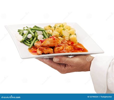 Chef Serving Food On A Plate Stock Photo - Image: 53790534