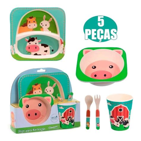 Kit Refei O Infantil P S Eco Friendly Fibra De Bambu Submarino