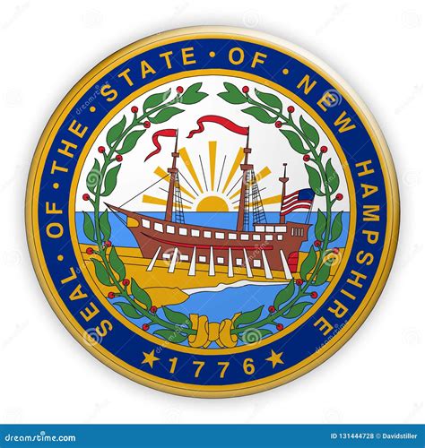 Badge Us State Seal New Hampshire 3d Illustration Stock Illustration