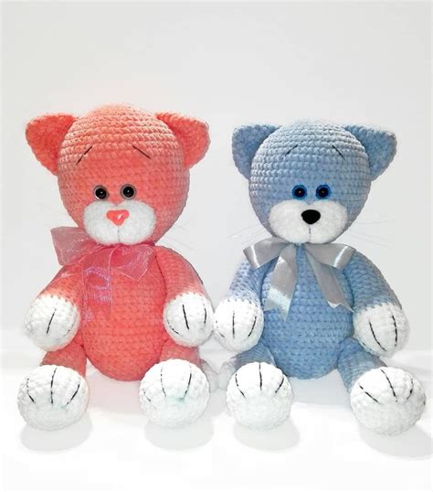 Плюшевые котики, схема вязания крючком №29430