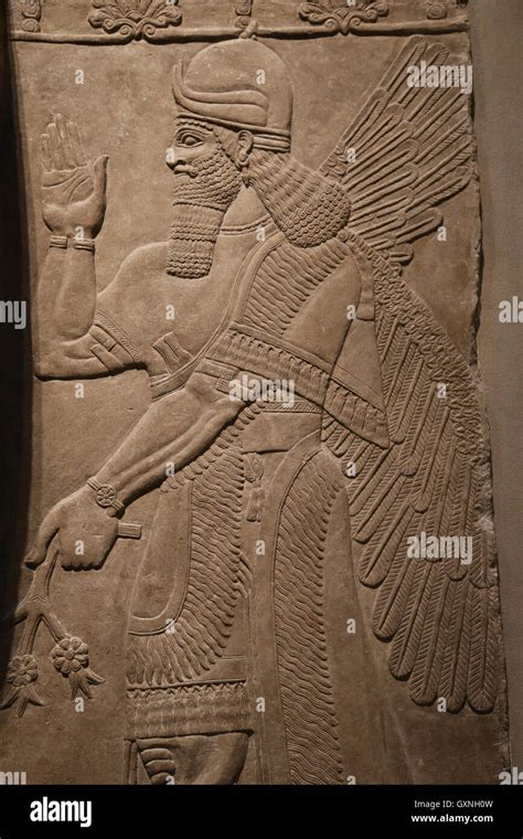 Relief with winded genius. 9th century BC. Neo-Assyrian. Reign of ...