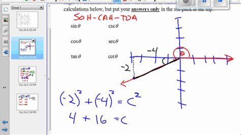 Find Trig Values Given A Point On The Terminal Side Of An Angle Youtube