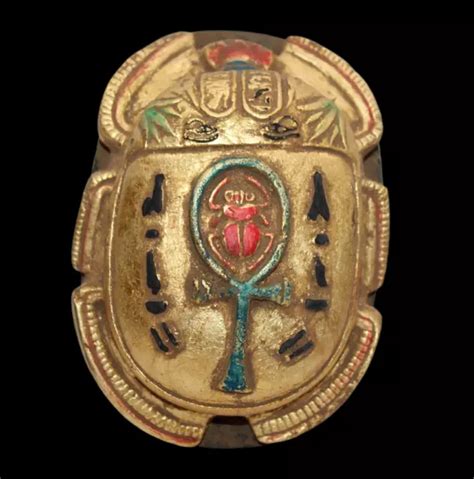 Rare Ancien Pharaonique Gyptien Antique Key Life Royal Scarab E