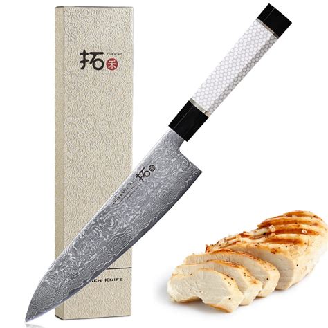 TURWHO 8 2inch Chef Knife Japanese VG10 Damascus Steel Kitchen Chief