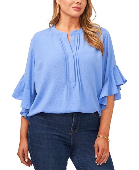 Vince Camuto Plus Size Ruffle Sleeve Henley Blouse Macy S