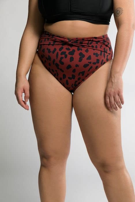 Slip Del Bikini A Vita Alta Con Nodi Decorativi E Stampa Leopardata