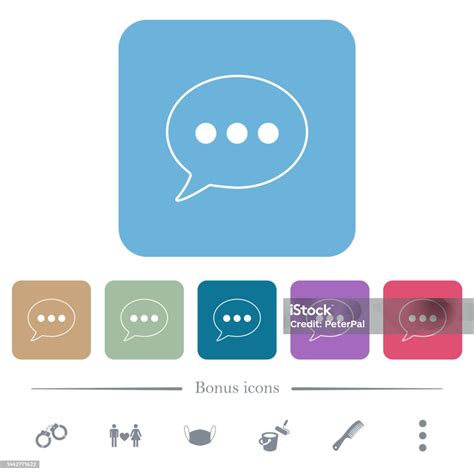 하나의 타원형 활성 채팅 거품 윤곽선 평면 아이콘 색상 둥근 사각형 배경 0명에 대한 스톡 벡터 아트 및 기타 이미지 0명