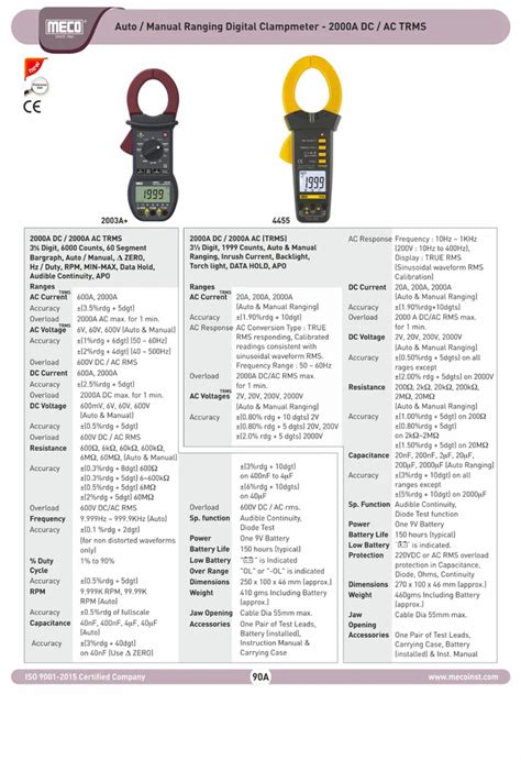 Lcd High Voltage Clamp Meter Meco 4455 9 V Battery Voltage 0 2000v