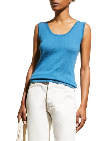 Neiman Marcus Cashmere Collection Superfine Cashmere Scoop Neck Tank