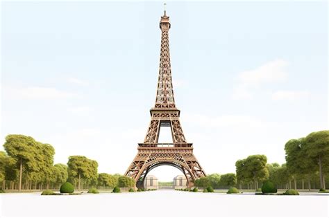 Torre Eiffel Aislada Sobre Fondo Blanco Ilustraci N De Renderizado D