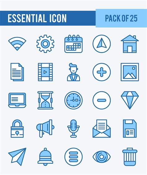 25 Essential Lineal Color Icon Pack Vektorillustration Premium Vektor