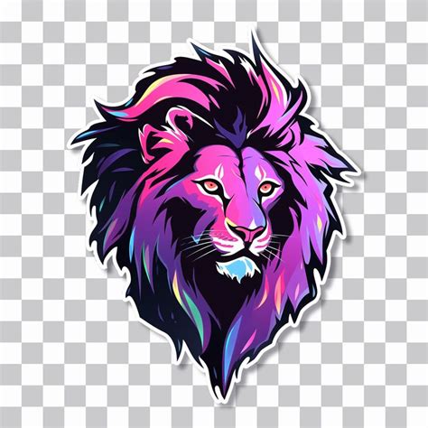 Purple Lion Head Sticker Textured Background Lion Head Stickers