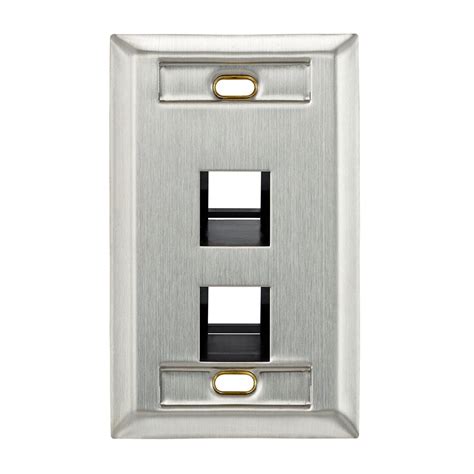 Angled Single Gang Stainless Steel Quickport® Wallplate With Id Window Leviton