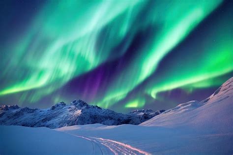 Northern Lights Sobre El Lago Aurora Borealis Con Estrellas En El Cielo