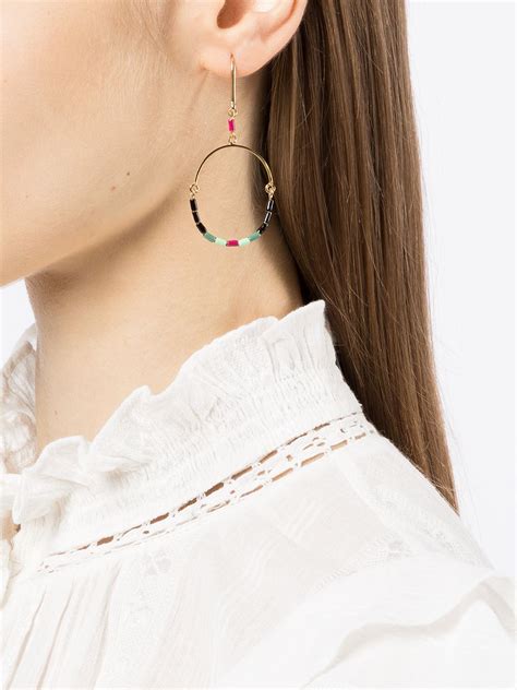 Isabel Marant Bead Embellished Drop Hoop Earrings Farfetch