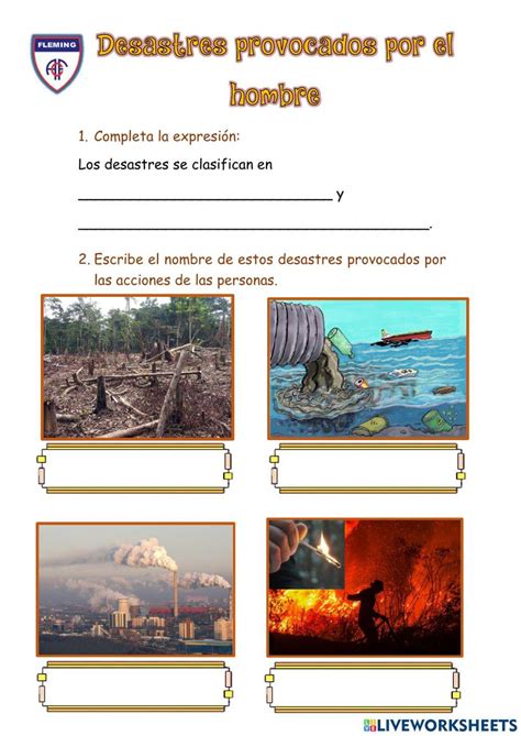 Desastres Provocados Por El Hombre Worksheet Live Worksheets