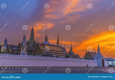 Sunset Gate Temple Emerald Buddha Grand Palace Bangkok Thailand Stock