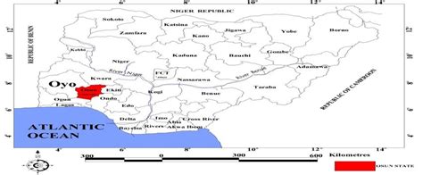 Map of Nigeria showing Osun State (Source: Osun State Ministry of ...