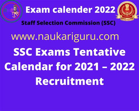 Service Selection Commission Ssc Exam Calender Naukariguru