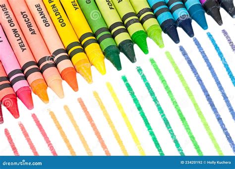 Colorful Crayons In A Slanted Row Stock Photo Image Of Background