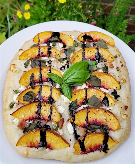 Honeyed Peach Basil Goat Cheese Flatbread Eatdrinkcleveland