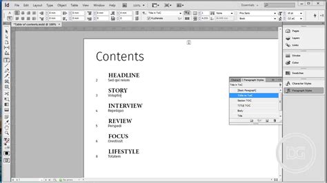 How To Create Table Of Contents In Adobe Indesign Youtube