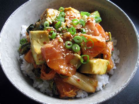 Salmon Kimchi And Avocado Rice Bowl Hiroko S Recipes