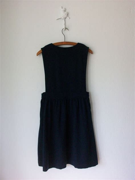 Wool Pinafore Dress Vintage 80s Navy Blue Amish Etsy Dresses Pinafore Dress Vintage