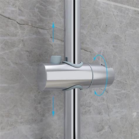 Chrome Slide Adjustable Shower Riser Rails Bar Round Bracket With M