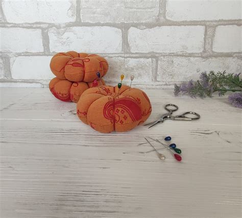 Tomato Pin Cushion Handmade Fabric Round Pincushion Flower Etsy