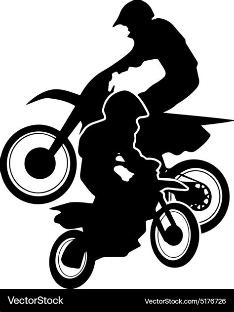 Motocross dirt bikes silhouette Royalty Free Vector Image