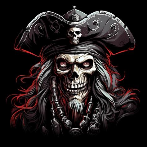 Skull Pirates Logo Tattoo Tshirt Design Dark Art Illustration Isolated