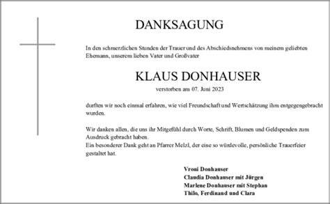 Traueranzeigen Von Klaus Donhauser Mittelbayerische Trauer