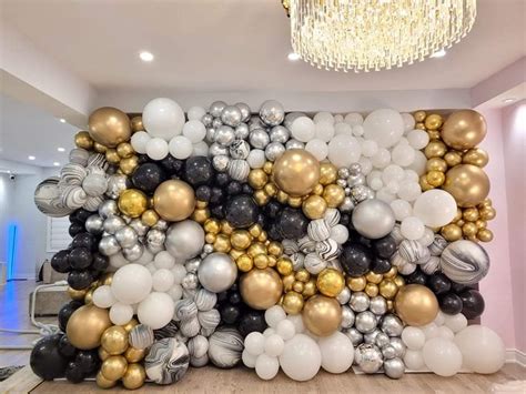 Black White And Gold Balloon Wall Decoration