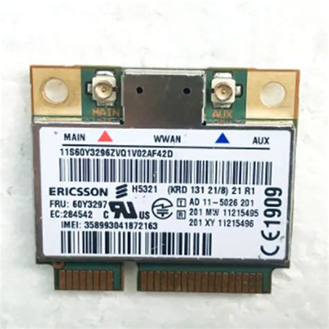 Ericsson H5321gw Mini Pci E Wireless 3g Wwan Card Hspa Module Fru