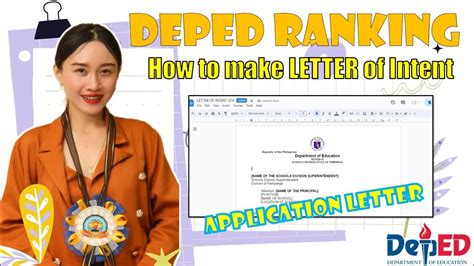 HOW TO MAKE LETTER OF INTENT | APPLICATION LETTER | DEPED RANKING - YouTube