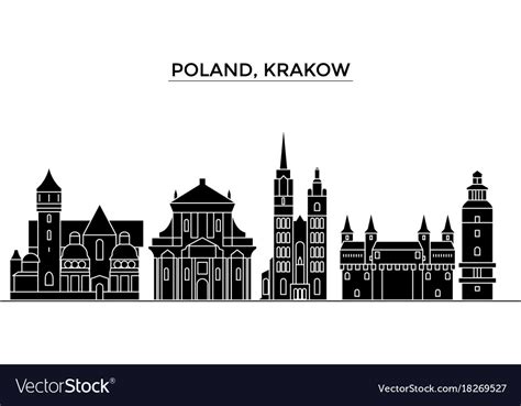 Poland Krakow Architecture City Skyline Royalty Free Vector