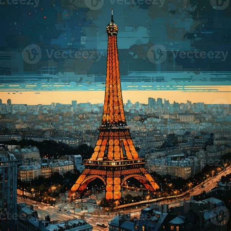 Eiffel Torre Par S Mano Dibujar Pintura Obra De Arte Gr Fico Petr Leo