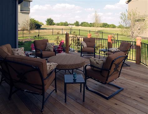 Lamb Cedar Deck In Kc With Stamped Concrete Patio Firepit