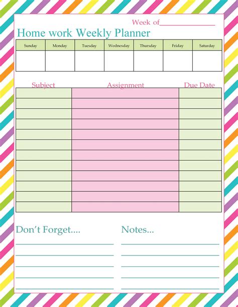 37 Printable Homework Planners Only The Best Templatelab