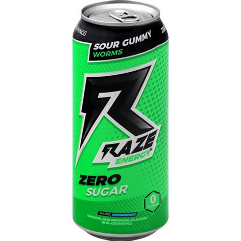 Raze Energy Drink Zero Sugar Sour Gummy Worms Gummy Candy Elmer S County Market