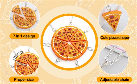 EQLEF 7 PCS In 1 Set Pizza Necklace Best Friends Forever Necklace For