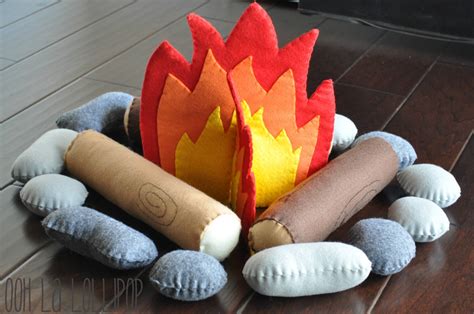 Felt Campfire Includes Fire Logs Rocks And A Drawstring Bag Etsy