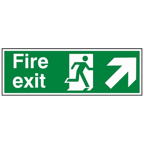 Fire Exit Running Man Arrow Up Right Sign Fire Exit Sign